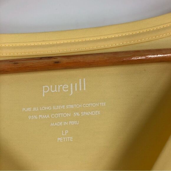J. Jill PureJill Womens Tee Petite Large Butter Yellow Pima Cotton Stretchy - Picture 2 of 5
